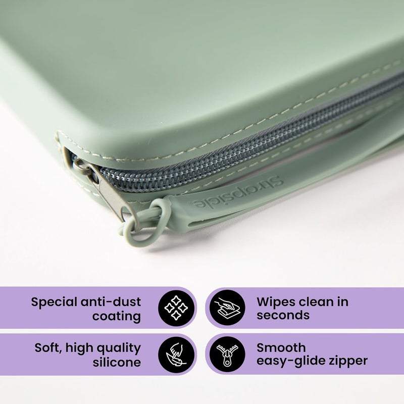 Strapsicle Silicone Clutch for Kindle & E-Readers – Multi-Purpose Bag for Phone, Wallet & Keys – Fits 6.8″–7″ Paperwhite 2024, 6″ Kindles, Kobos, Nook – Anti-Dust Coating - Sage - Image 4